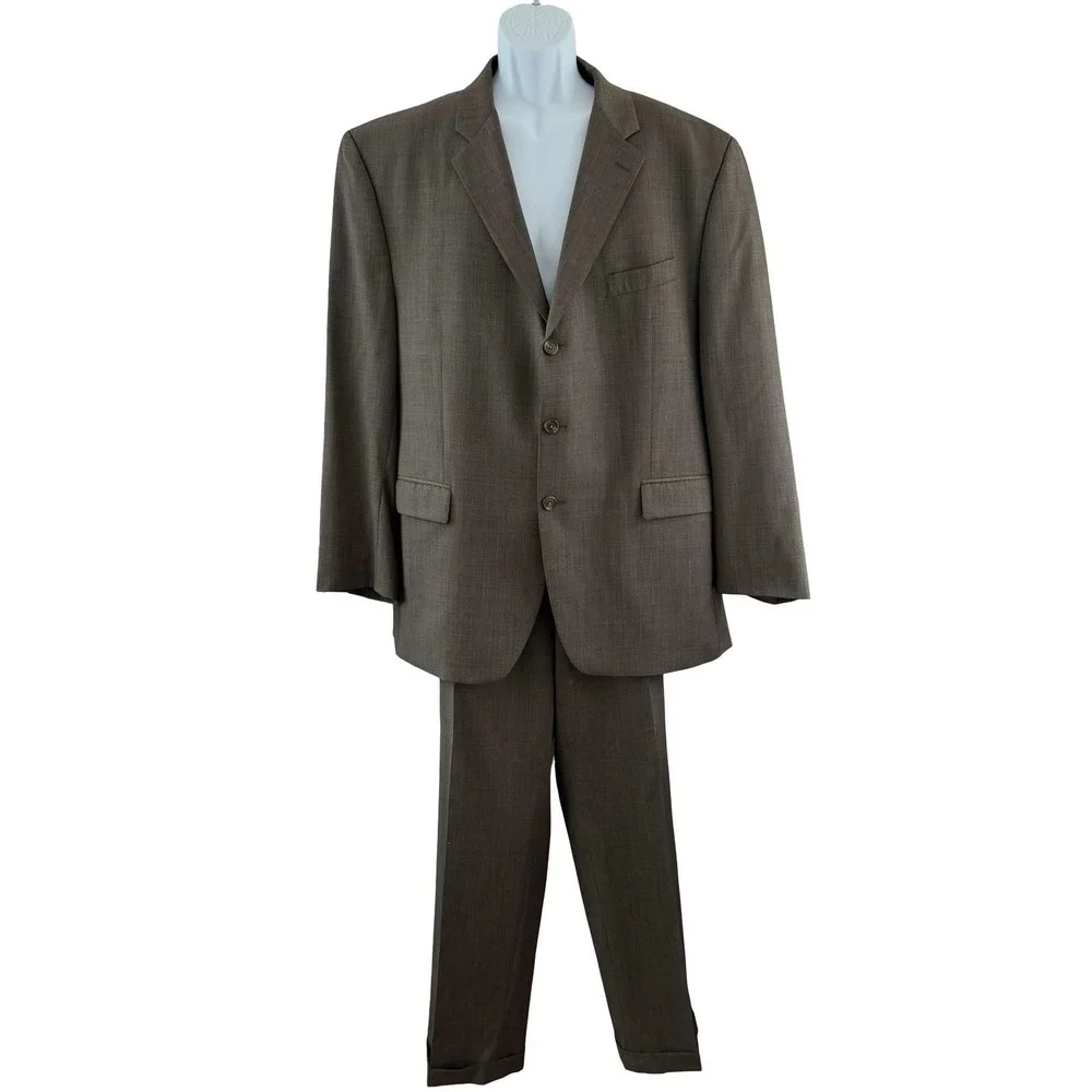 Vintage Chaps Ralph Lauren 2 Piece Suit Mens 46 Brown Wool 40x29 Canada 90s